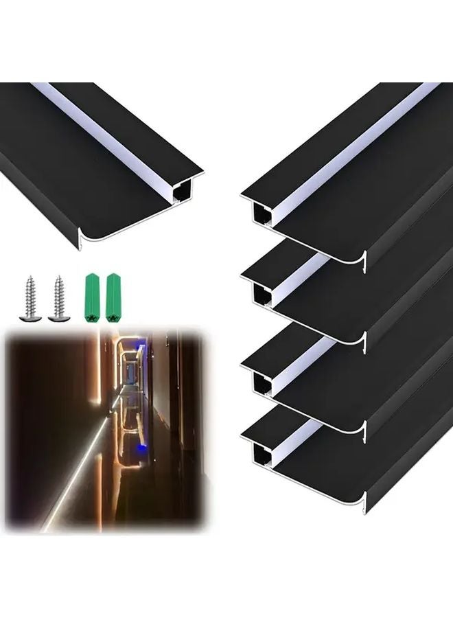 Black Aluminum LED Baseboard Light 3 3ft H65mm With White Cover Ambient Lighting - Image 1